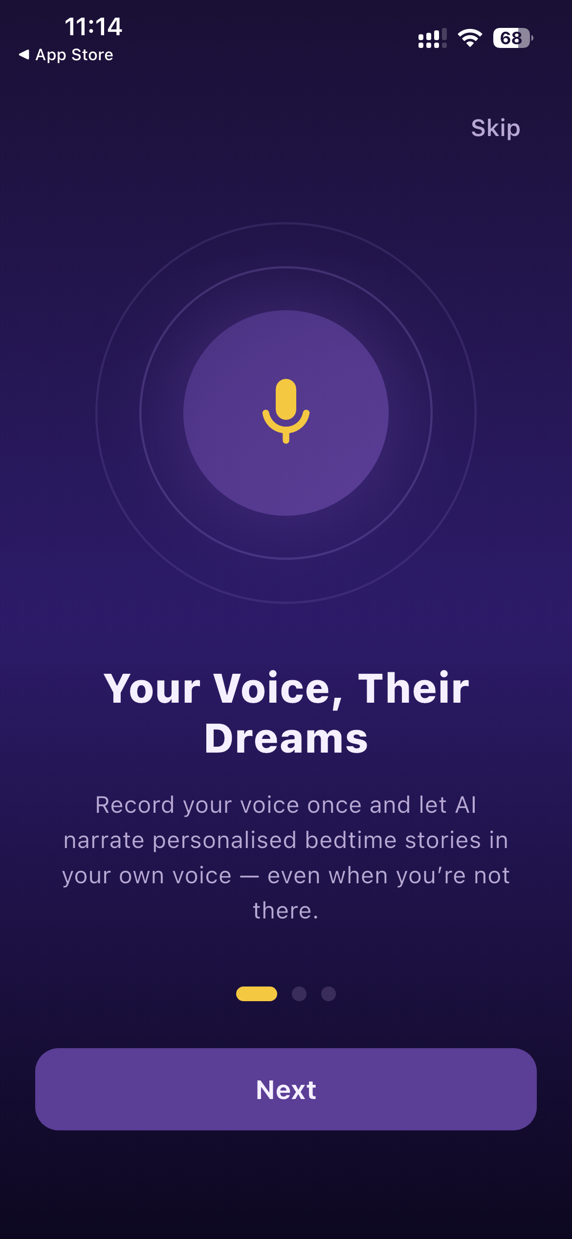 TaleTuck onboarding: Your Voice, Their Dreams