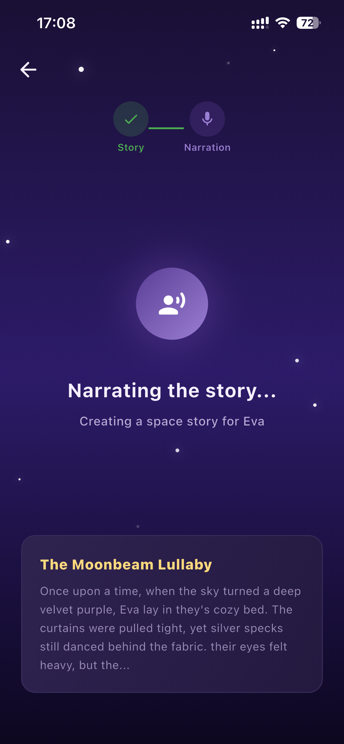 TaleTuck generating narration in English